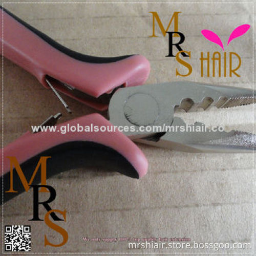 Extensions plier hair accessories, pink stainless steel bent flat plier for micro ring loop hair